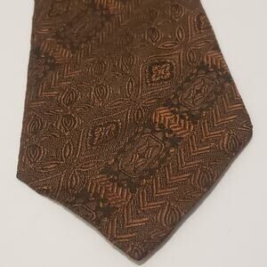Vintage Mens Brown Geometric Pattern Tie 3x56 #35R.